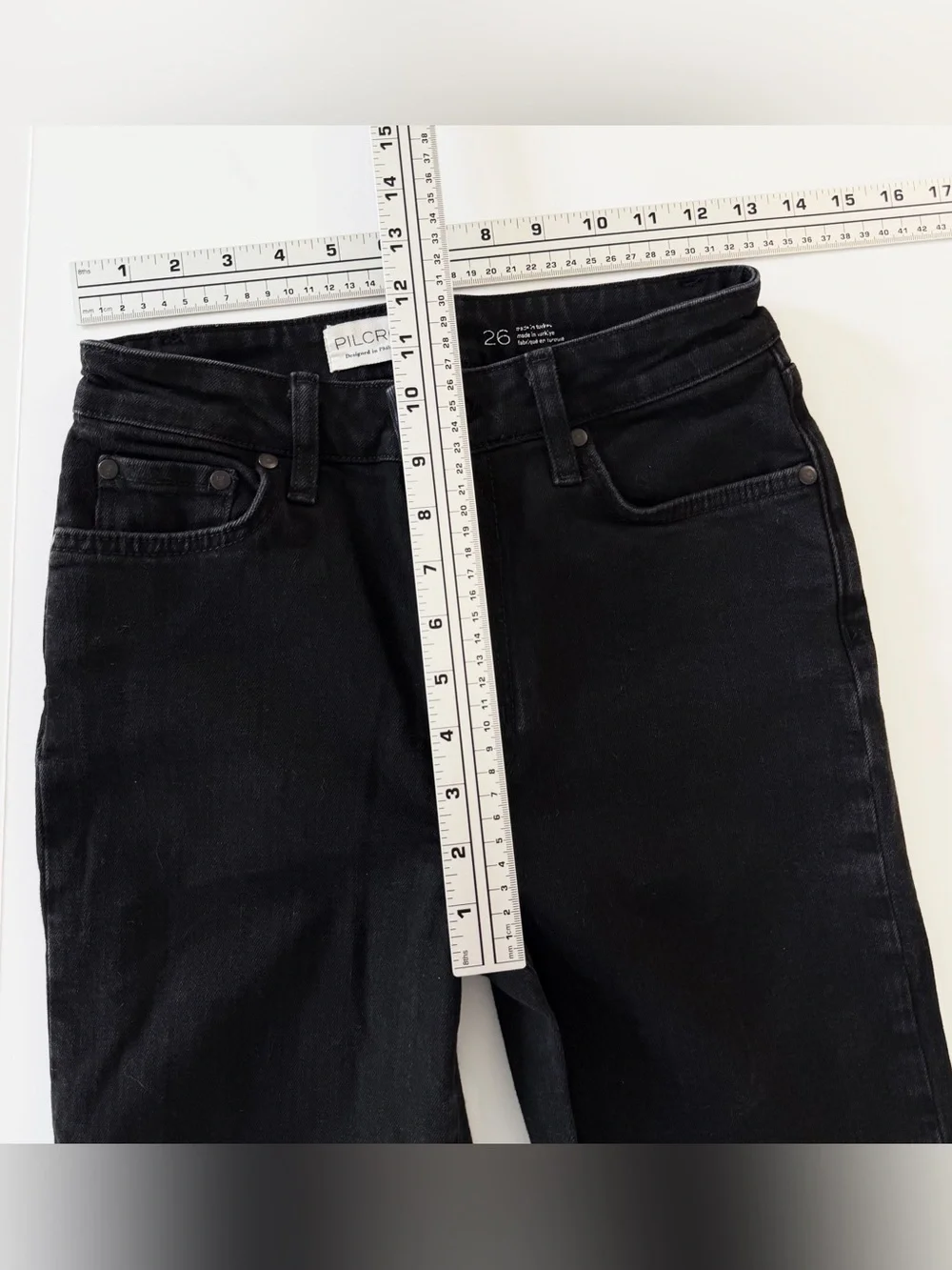Anthropologie Pilcro Jeans Womens 26 Scotty Black High Rise Straight Cuff Hem